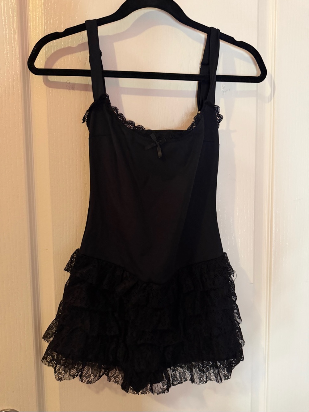 Edikted Black Lace Ruffle Mini Dress w shorts